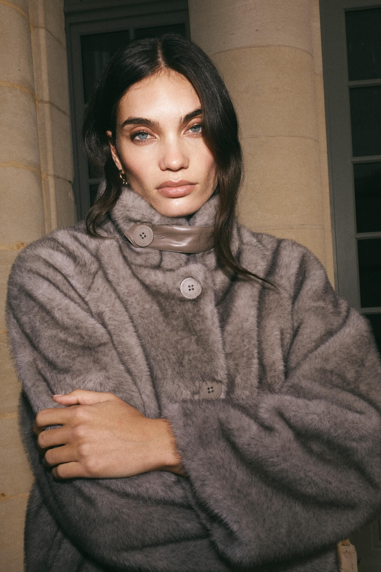 Hilda Faux Fur jakke – Gray Sand